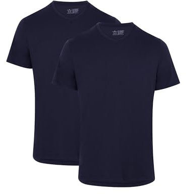 DANISH ENDURANCE Men's T-Shirts, Organic Cotton T-Shirts for Men, Multipack, Crew Neck or V-Neck, Short Sleeve, Premium Soft Blend, 2-Pack Dark Navy XXL