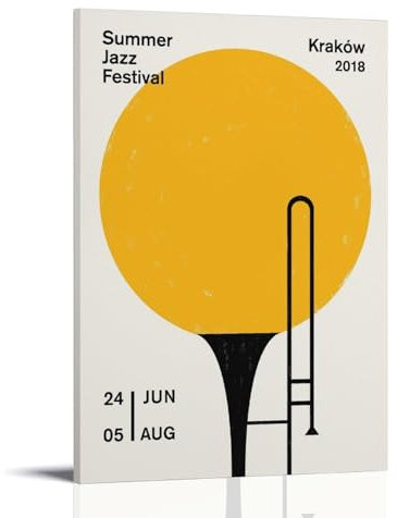 CTATOGE Poster mit Vintage-Jazz-Musik, dekoratives Gemälde, Schlafzimmer, 60 x 90 cm, Rahmen-Stil, 4 Stück