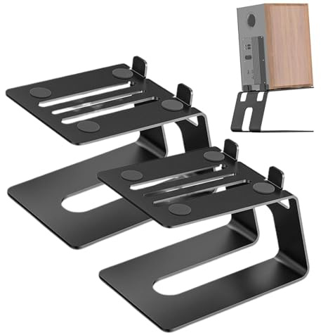 Speaker Stand - 2 Studio Monitor Stands | Clamp Desk Speaker Stand for Shelf Speakers, Laptop Speakers | High- Mount Kit