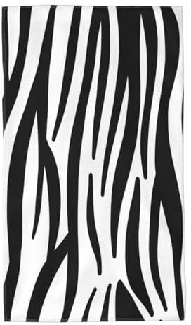 Rayure zébrée Noire et Blanche,Serviettes de Toilette durables pour hôtel, Gant de Toilette de Voyage, Serviette de Visage 40 x 70 cm