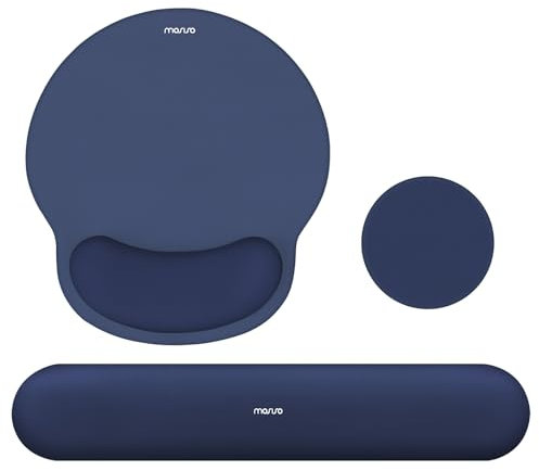 MOSISO Handgelenkstütze für Mauspad&Tastatursatz,Kreis Gebogen Ergonomisch Mauspad&Coaster Anti-Rutsch Boden Home/Büro Schmerzlinderung&Typing Pad mit Weichem Tuch&&Erhöhter Schaum,Marineblau