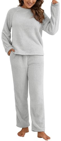 Generico Tuta Casa Donna Casual Calda Completo In Ciniglia Leggera Invernale Set Maglia E Pantalone Set Da Salotto Complete Due Pezzi Comode Curvy Tuta In Pile Pigiami Morbida Tute Calde Per Casa