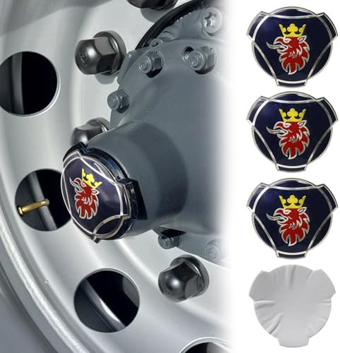 4 adesivi Grifone in alluminio per cerchioni di camion Scania, emblema adesivo (blu (corona dorata))