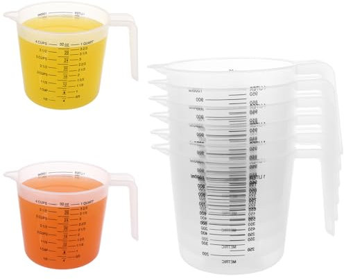 LOPYXBR 12 caraffe graduate in plastica da 1 litro, caraffe graduate in plastica trasparente da 1 litro, caraffe graduate con manico, per cucina, cottura al forno