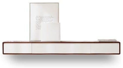 Modern Floating TV Stand Media Console Storage Cabinet for TV Long TV Bench Table Red 200x24x20cm