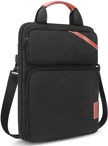 iCozzier 13-13,3 Zoll Laptop Messenger Umhängetasche, vertikale Doppeltaschen Notebook Laptop Business Aktentasche Handtasche für 13,3 Zoll Macbook (schwarz)