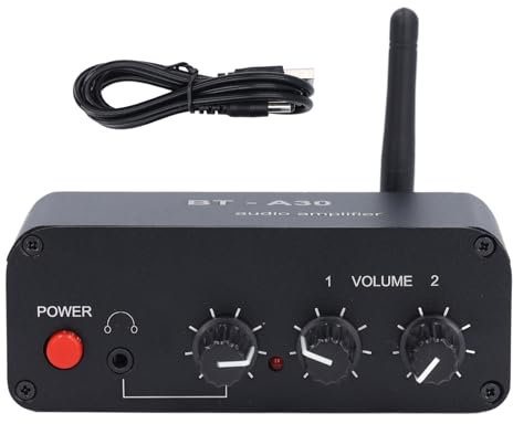 Mavaol HiFi Bluetooth 5.2 Verstärker 20 dB Verstärkung 3,5 mm Phono-Eingang Ausgang Kopfhörer Plattenspieler Audio-Verstärker Tragbares Netzteil