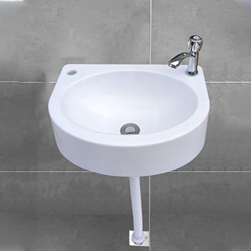Generisch Kleines Waschbecken aus Kunststoff zur Wandmontage für Wohnwagen, Wohnmobil, Gäste-WC, 40 x 28 x 14 cm, ideal für Camping, Garten, Keller und Baustellen, weiß, Wasserhahn inklusive