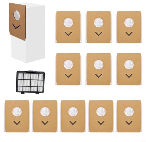 BlissfulAbode Lot de 13 sacs à poussière de rechange et kit de filtre pour aspirateur sans fil EUREKA NEC490BL, 12 sacs cylindriques + 1 filtre HEPA