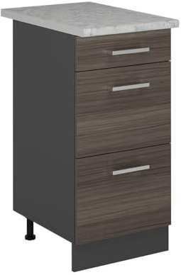 Vicco Meuble Cuisine R-Line, Gris Noble, 40cm avec tiroirs, AP Marbre