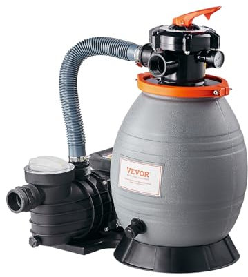 VEVOR Krystal Sand Filter Pump for Above Ground Pool, 13 Inch 3500 GPH, 3/4HP Sand Filter Pump System, Clear with 6-Way Multi-Port Valve and Filter Basket