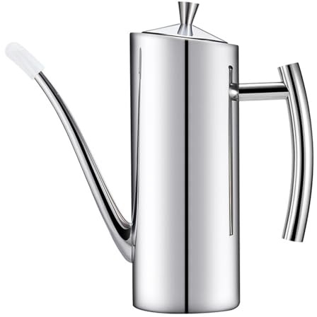 KSENDALO SUS304 Ölspender aus Edelstahl, auslaufsichere Menage mit einteiligem Design und Ausguss für präzises Ausgießen von Olivenöl, Essig und Fett, tropffreie Aufbewahrung, Silber