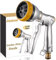 FANHAO Hose Pipe Spray Gun, 100% Metal Heavy Duty Garden Hose Spray Gun, High Pressure Hose Nozzle, Metal Hand Sprayer with 7 Spray Patterns for Watering Plant & Lawn, Washing Car & Pet