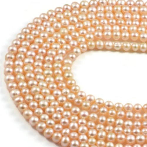 Perles de culture d'eau douce naturelles rondes de 7 à 8 mm - Fil de 35,6 cm - Pour la fabrication de bijoux, colliers de guérison, bracelets et designs faits à la main - Rose AqBeadsUk