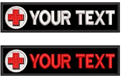 Benutzerdefinierte 2PCS personalisierte Stickerei Rotes Kreuz medizinische Hilfe Namenspatches, abnehmbare taktische Tags für Rucksack Weste Jacken