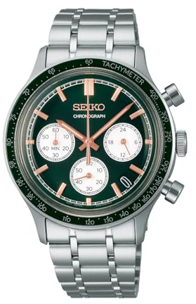 Seiko Men's Sports Chronograph 38mm, Green, Sporty