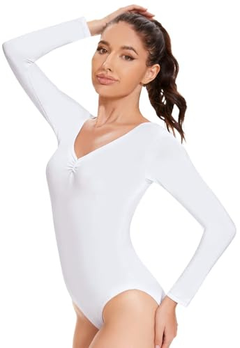 flexdans Ballett Trikot Damen Langarm,Grundlegende Gymnastikanzug Ballett Body für Damen Erwachsene