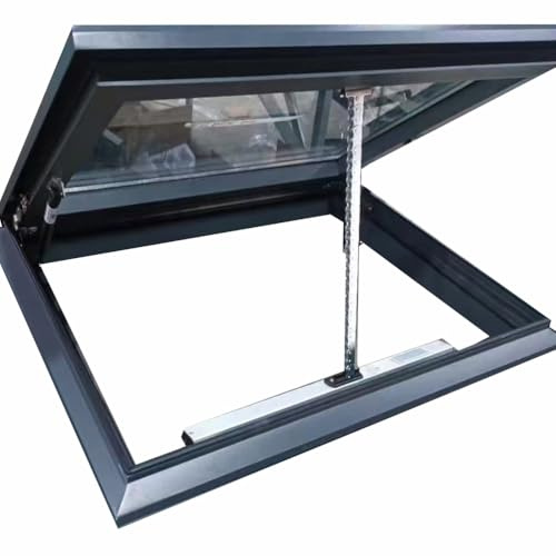 Lucernario Elettrico in Alluminio con Telecomando, Finestra di Uscita per Tetto con Doppio Vetro temperato, per Tetto, soffitta, Cantina, A, 50x50 cm/19,7x19,7 Pollici