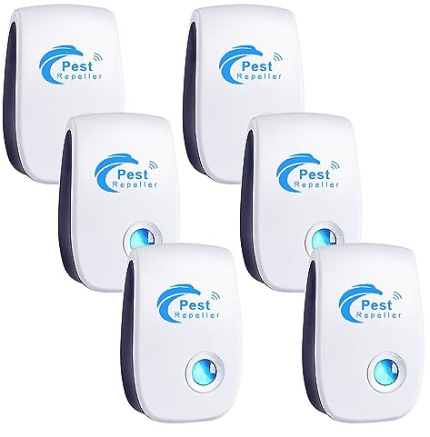 Repelente Ultrasónico Mosquitos, 6 Pack Electrónico Repelente Mosquitos Control de Plagas, Repelente Ultrasónico de Plagas para Anti Mosquito, Moscas, Ratones, Cucarachas, Arañas, Roedores