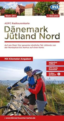 ADFC-Radtourenkarte DK1 Dänemark/Jütland Nord 1:150.000, reiß- und wetterfest, E-Bike geeignet, GPS-Tracks Download, mit Bett+Bike Symbolen, mit ... einer Karte. (ADFC-Radtourenkarte 1:150.000)