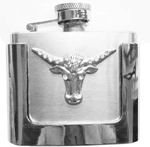 Buckle mit echtem Flachmann und Longhorn-Motiv, Gürtelschnalle