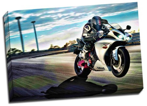 Yamaha Superbike wheelie Kunstdruck auf Leinwand poster 76,2 x 50,8 cm Zoll