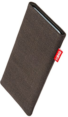 fitBAG Jive Braun Handytasche für Apple iPhone 5 / 5s / SE 16GB 32GB 64GB Tasche aus Textil-Stoff mit Microfaserinnenfutter | Hülle mit Reinigungsfunktion | Made in Germany