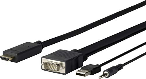 VivoLink - Pro vga + Audio to HDMI 7,5 m - Videokabeladapter (Provgahdmi7,5, Vga (D-Sub), HDMI + USB auf + 3,5 mm).