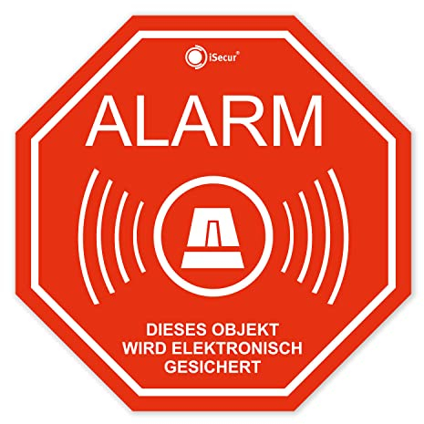 6er Set Alarm-Aufkleber I hin164 I 5 x 5 cm I Achtung Objekt wird elektronisch gesichert I für Fenster-Scheibe, Tür I außenklebend wetterfest