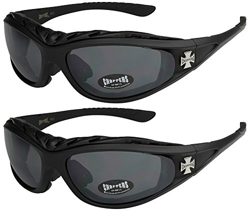 X-CRUZE 2er Pack Choppers 911 Sonnenbrillen Motorradbrille Sportbrille Radbrille - 1x Modell 01 (schwarz/schwarz getönt) und 1x Modell 01 (schwarz/schwarz getönt) - Modell 01 + 01 -