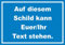 Schild mit Wunschtext waagerecht Text Weiss Hintergrund blau A4 (210x297mm)