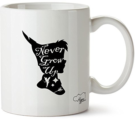 Hippowarehouse Never Grow Up Pan Silhouette Printed Mug Cup Ceramic 10oz