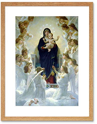 Wee Blue Coo WILLIAM ADOLPHE BOUGUEREAU VIRGIN WITH ANGELS BLACK FRAMED ART PRINT B12X2318
