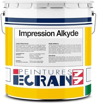 Peinture impression professionnelle, opacifiante, sans odeur, fixante et régulatrice d'absorption, Impression Alkyde ECRAN 77 1 litre