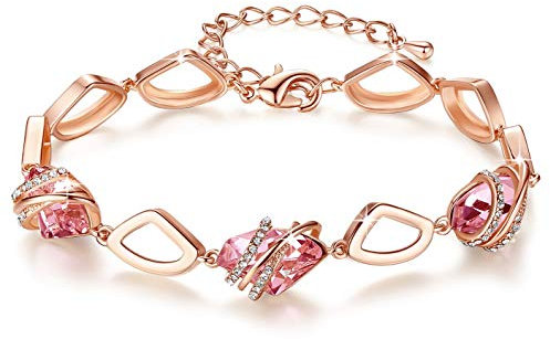 Leafael Pietra dei desideri Bracciale Donna Argento o oro rosa, bracciali donna con cristalli curativi, Senza allergie gioielli donna, Regalo Donna con scatola regalo, estensore catena da 7+2 pollici