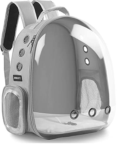 BEIKOTT Katzenrucksack Tragetasche, Hunderucksack, Haustier-Rucksack für kleine Katzen, Welpen, Hunde, Hase, von Fluggesellschaften zugelassen, belüftet, transparenter Kapselrucksack für Reisen,