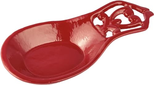 Spoon Rest Vintage Metal Kitchen 7.9*3.7 Spoon Rest, Cast Iron for Cooking Home Decor, Red