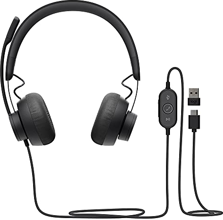 Logitech Zone 750 Kabelgebundenes On-Ear-Headset mit Noise-Cancelling-Mikrofon, USB-C und USB-A-Adapter, Plug-and-Play-Kompatibilität für alle Geräte - Graphit