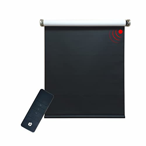 Elektrisches Verdunklungsrollo, schwarz/weiß, 100% Blickdicht, inkl. Motor (230 V) & Sender, 180x240 cm (1 ST)