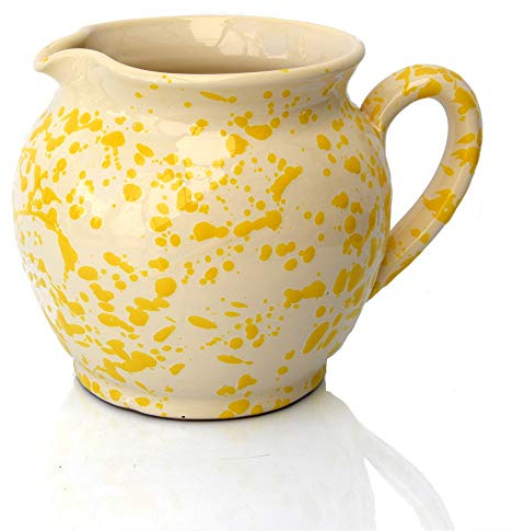 Colì, pichet Rond 15 cm série Jaune chiné, pichet à Eau, pichet à vin, pichet et pichets de Table, pichet en Terre Cuite
