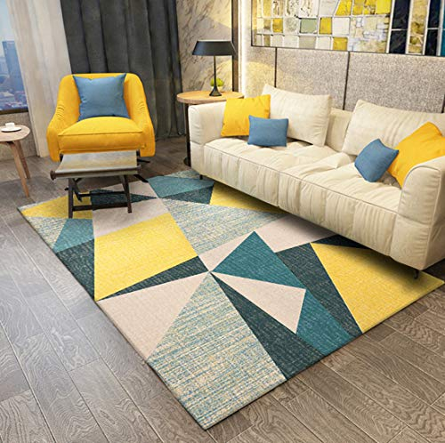 Stillshine. Geometrie Marmor Teppich Für Wohnzimmer Zuhause im Freien Balkon Terrasse, Matten Vorleger für Küche Krabbelmatte modern elegant dünne Schlafzimmer kinderzimmer (Gelb,140 x 200 cm)