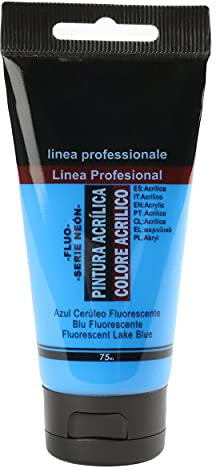 H HANSEL HOME Pintura Acrílica Colores, Alta Cobertura y Resistencia a la Luz, Sostenible/No Tóxico, Pintura Acrílica Profesional, Tubo de 75ml - Azul Cerúleo Fluorescente
