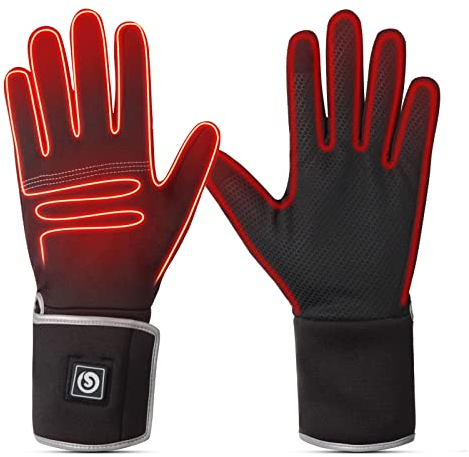 Guantes Calefactables para Hombre Mujer, 7.4V 2200mAh Batería Recargable Electrónica Guantes, 3 Niveles de Calentamiento Finos Guantes para Invierno Moto Esquiar Escribir Conducir Correr (XXS)
