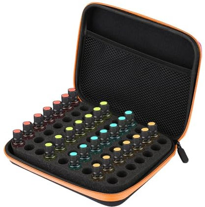 Aufbewahrungsbeutel für ätherische Öle mit 63 Fächern, tragbarer Aufbewahrungskoffer für ätherische Öle, Aromatherapie, Handtasche, Ölaufbewahrungshalter, Organizer für Zuhause, Reisen (Orange)
