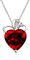 Uloveido Platinum Plated Heart Cubic Zirconia Solitaire Pendant Necklace Crystal Red Heart Necklace Mother's Gift N437 (Red)