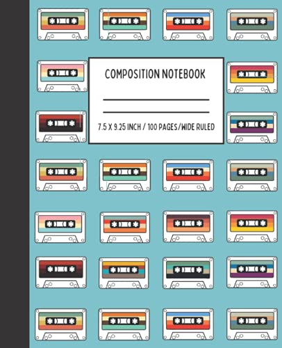 Retro Awesome 90's Cassette Tape Themed Composition Notebook: Mixed Tape Lovers Journal