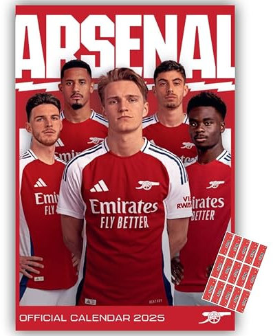 Arsenal Calendar 2026 Official A3 Wall Calendar Football Gift Present with Free Organising Stickers Included