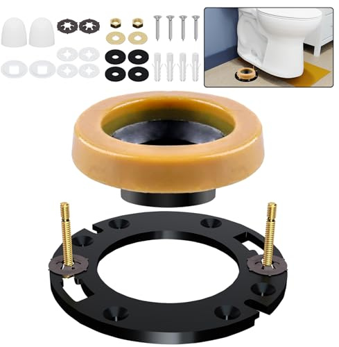 boeemi Toilet Flange Repair Kit with Wax Ring for Toilets Install or Leaking Toilet Wax Ring Replacement Kit Include Mounting Hardware Fits 3-inch or 4-inch Waste Lines