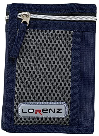 Lorenz Herren Jungen Slim Canvas Sports Trifold Wallet, marineblau, Casual
