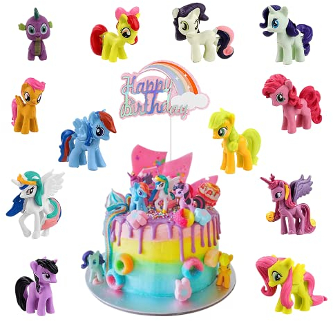 Cupcake Topper Einhorn, 13 Stücke Tortendeko Mädchen, Tortendeko Kindergeburtstag, Torte Topper, Happy Birthday Cake Topper, Kuchendeko Geburtstag, Deko Torte Mädchen
